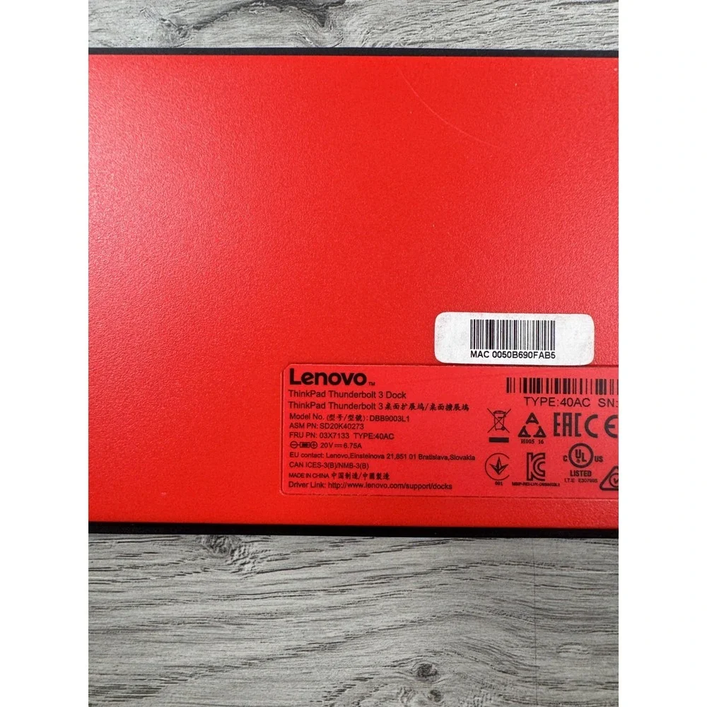 Lenovo ThinkPad Thunderbolt 3 Dock (DBB9003L1) TYPE NO POWER SUPPLY TESTED